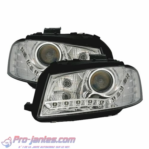 2 phares Devil Eyes chrome Led Audi A3 8P 8PA 3P Sportback 05/2003-07/2008 avec moteurs