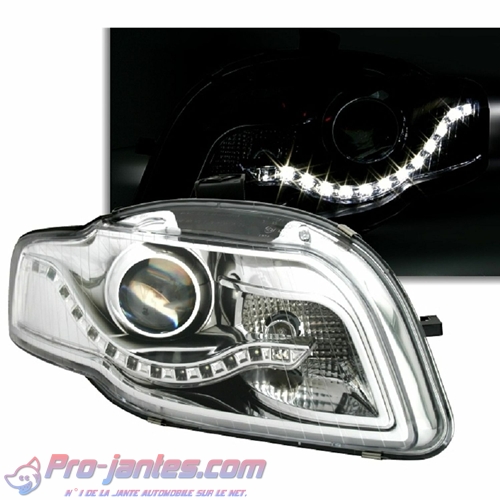 2 phares Devil Eyes chrome Audi A4 8E B7 Berline avant 11/2004-06/2007