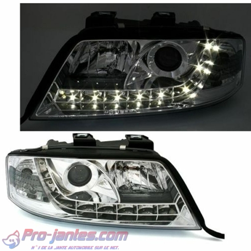 2 phares Devil Eyes chrome Led Audi A6 C5 B4 Berline avant 05/1997-05/2001