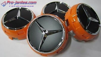 4 logos Mercedes Orange 75 mm pour classe A B C E S ML