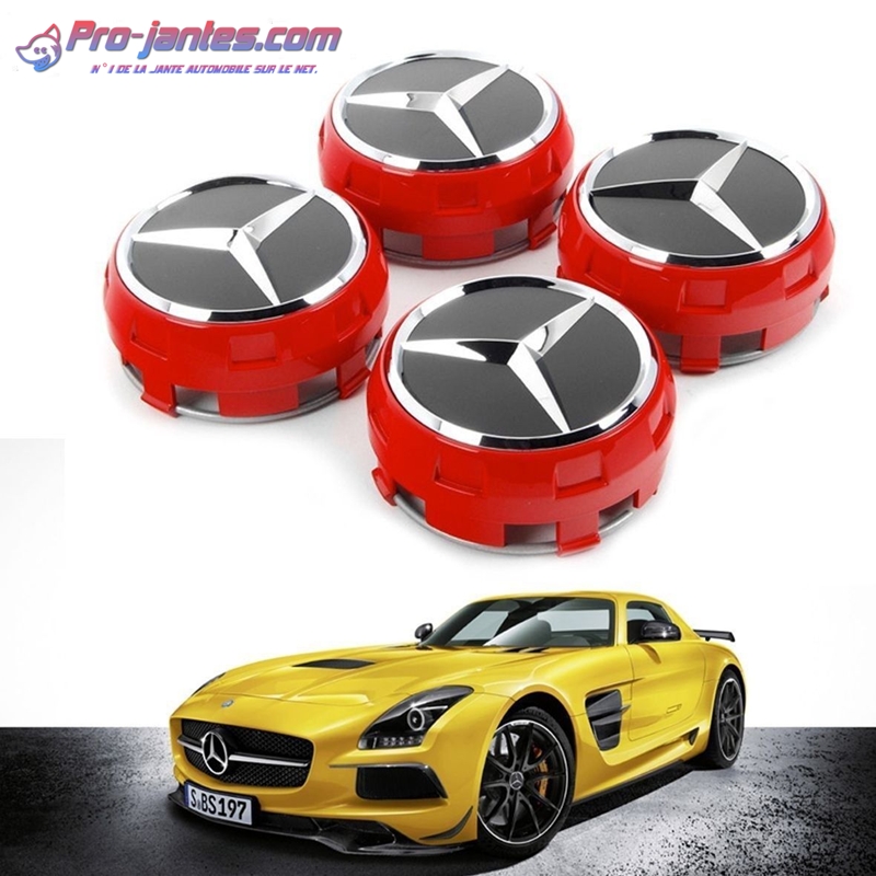 4 logos Mercedes Rouge 75 mm pour classe A B C E S ML