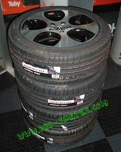Pack jantes volkswagen Gti Golf 5-6 black/diamant  17''pouces+ pneus Bridgestone S001 225/45r17 91Y XL