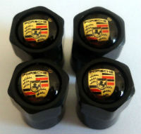 4 bouchons de valve porsche black