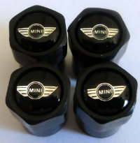 4 bouchons de valve mini cooper black