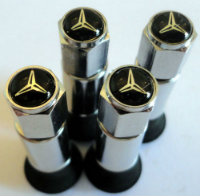 4 bouchons + valve de gonflage alu Mercedes