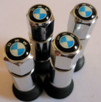 4 bouchons + valve de gonflage alu Bmw