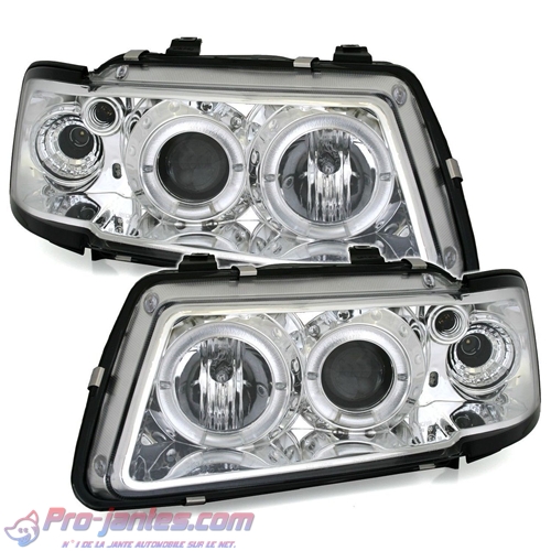 2 phares Angel Eyes chromes Led Audi A3 8L 09/1996-08/2000