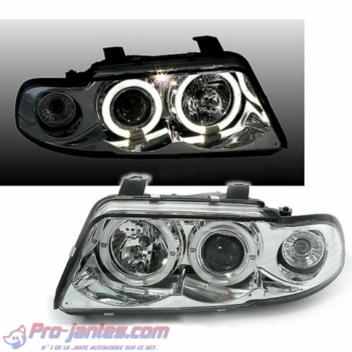 2 phares Angel Eyes chromes Led Audi A4 b5 berline 94/99