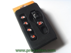 bouchons de valve+porte clés aluminium black Audi RS