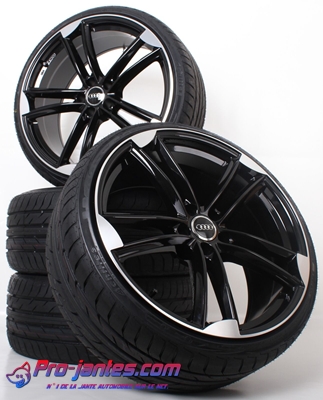 Pack jantes Audi Rs Noir/polish 19"pouces pour A3 A4 + pneus 255/35R19
