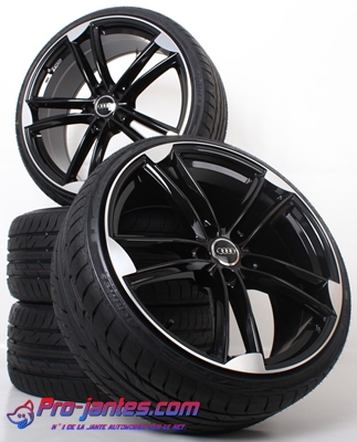 Pack jantes Audi Rs Noir/polish 19"pouces pour A4 + pneus 255/35R19