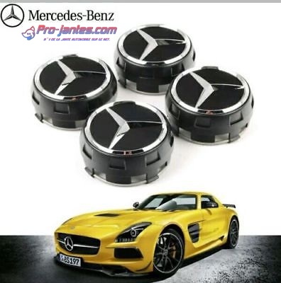 4 logos Mercedes Noir 75 mm pour classe A B C E S ML