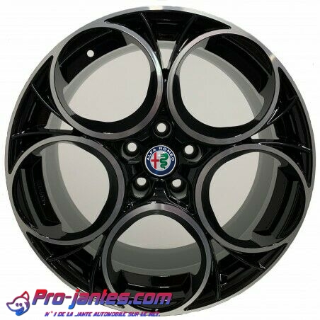 Pack jantes alfa romeo GIULIA GIULIETTA STELVIO 159 Noir brillant/polish 18"pouces